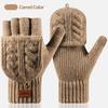 Unisex Winter Cable Knitted Gloves Polyester Blend Women Half Finger Mittens  For Work