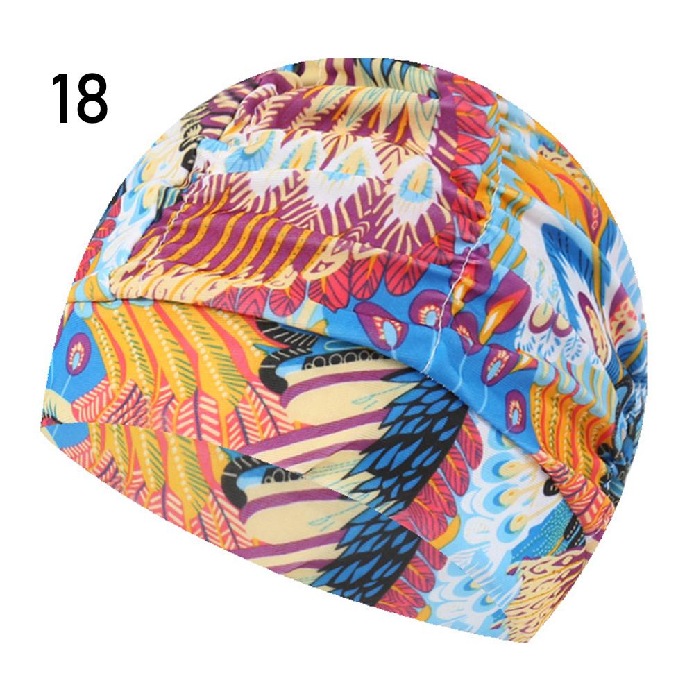 Shower Cap Elastic Nylon Turban Flowers Printed Swimming Cap Pool Bathing Hat Long Hair Protect Waterproof Hats for Men Women