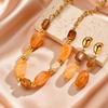Vintage Acrylic Resin Irregular Pendant Necklace for Women, 18K Gold Plated Stainless Steel Necklace, Trendy Jewelry Waterproof