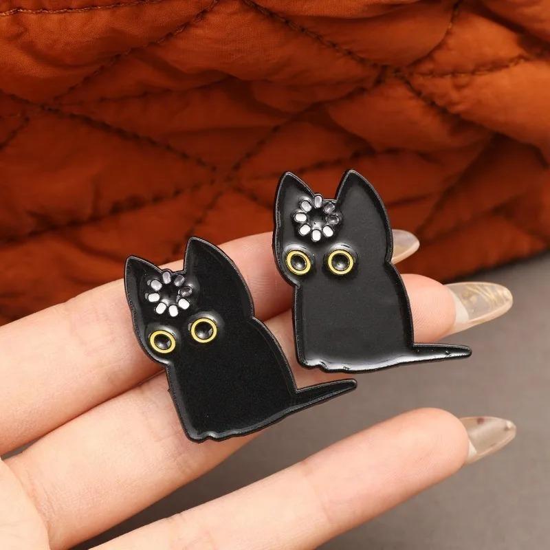 Loading Black Cat Cute Enamel Brooch Lapel Pin Badge Backpack Clothing Jacket Accessories Cat Lover Gift Novelty Animal Jewelry