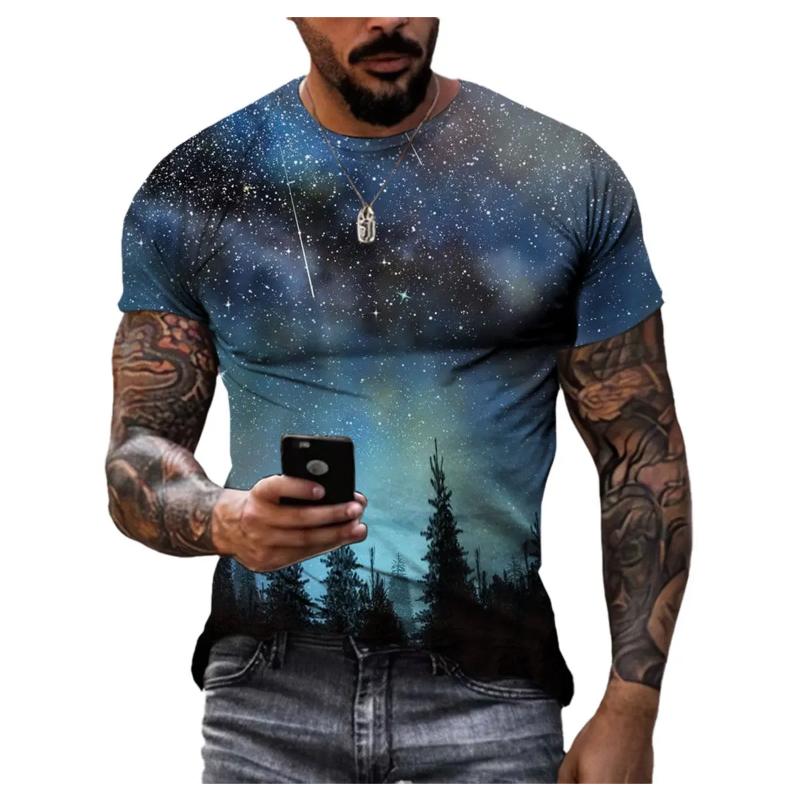 Fashion Unisex Starry Sky Graphic T Shirts Summer Casual Men 3D Printed Streetwear Hip Hop Personality Short Sleeve Tees Tops