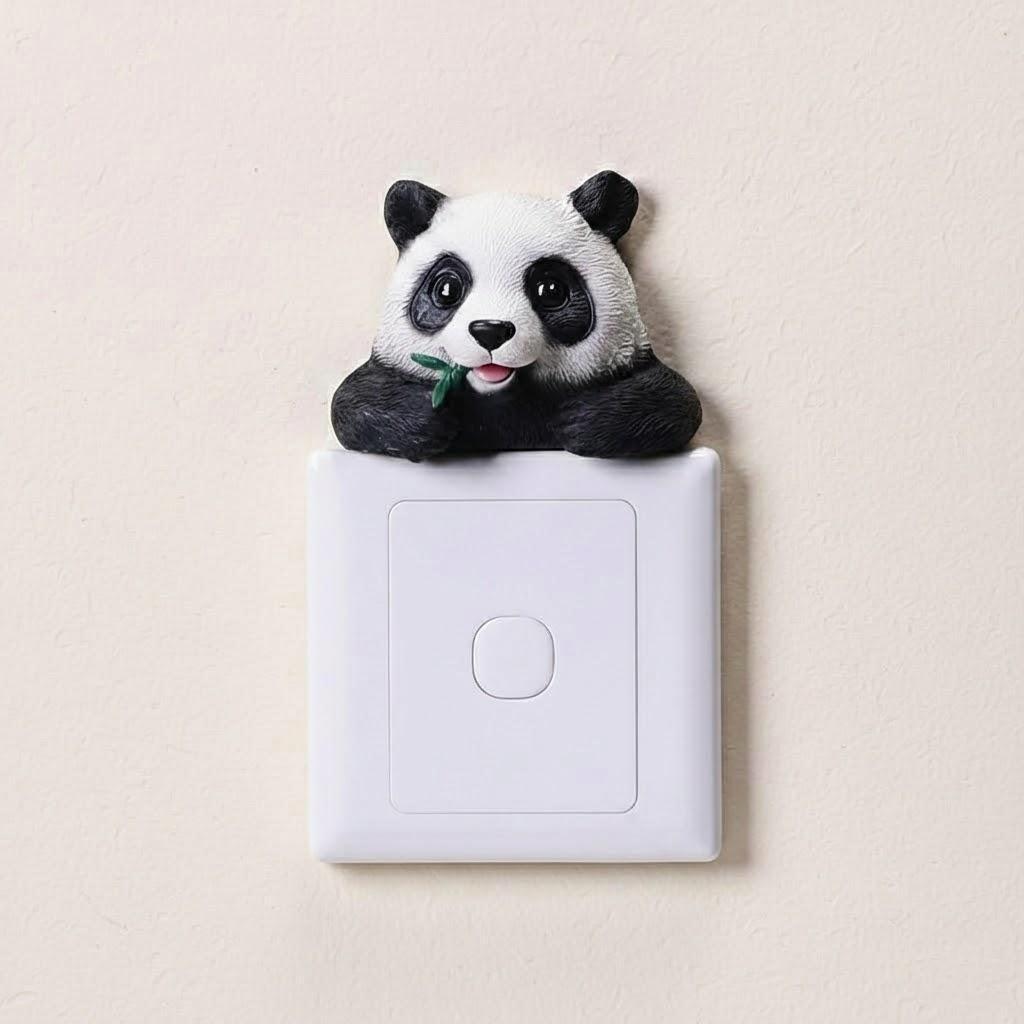 Resin Animal Wall Stickers Home Decor Cartoon Dog Cat Reindeer Elephant Panda Switch Decals Room Decorations