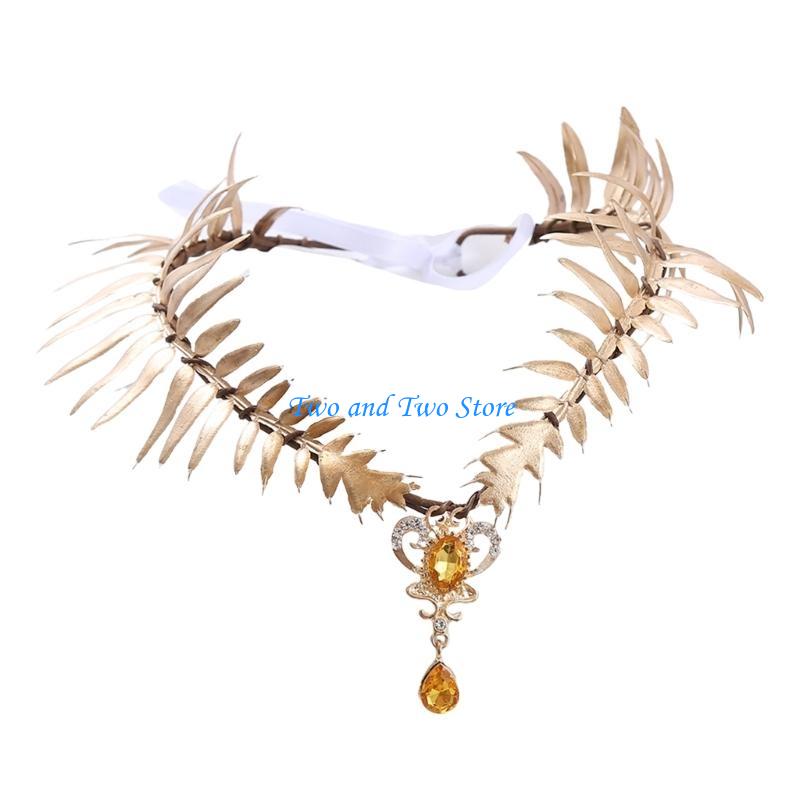 HX6F Baroque Bride Wedding Headband Model Show Hairband with Pendant