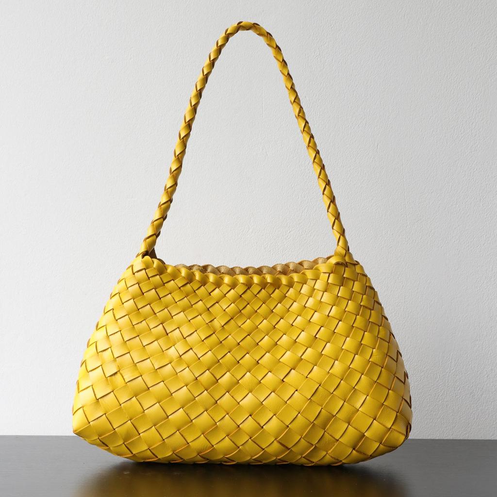 Borsa in Maglia Fatta a Mano Xiaomin Lusso Leggero Pelle di Mucca Strato Superiore Stile Retrò Pelle Conciata al Vegetale Vera Pelle Portatile Sotto Braccio