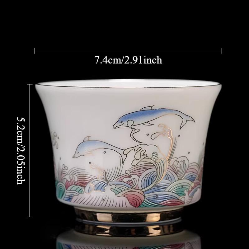 

1pcs Yangzhi Jade Kung Fu Tea Cup Household High-end White Porcelain Personal Tea Cup Office Drinking Tea Cup Drinking Utensils 200ml