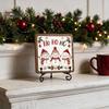 Christmas Hanging Ornament Wooden Tabletop Decor, 2D Pet Santa with Iron Stand, Rustic Festive Home Accents Holiday Sign for And Cafe Shelf,