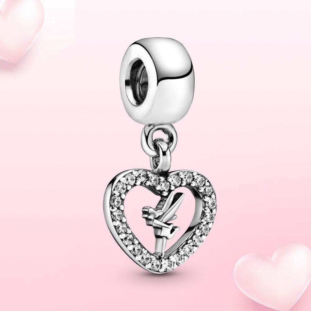 Genuine 925 Sterling Silver Charm Tinker Bell Pendant Fairytale Castle Fit Original Panjia Necklace Women Fashion Jewelry Gift