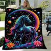 1pc Horse Printing Lightweight Flannel Blanket, Comfortable and Warm Blanket, for Camping Sofa Bed and Couch Office, Gift