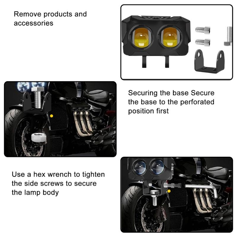High Intensity Double Color Motorcycle Work Light for Enhanced Safety Durability in All Weather Conditions and Terrains
