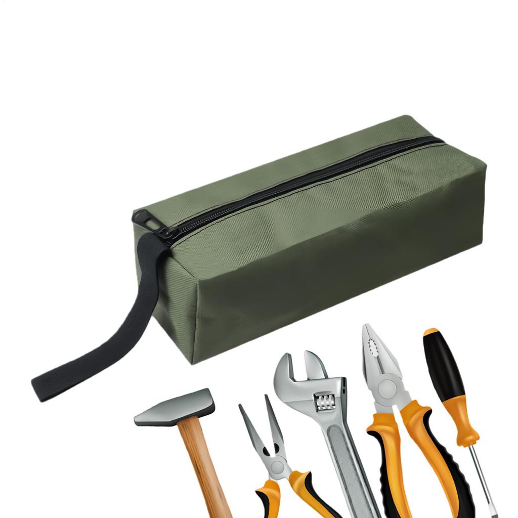 Small Tool Bag Wrench Organizer Waterproof Zippered Tool Storage Bag for Construction Site Automotive Plumbing Job Garage