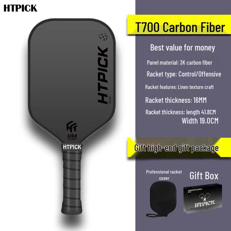 HTPICK Carbon Fiber Frosted Pickleball Racket - Professional Competition Level T700 for Outdoor Sports