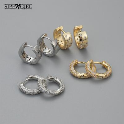 Sipengjel Moda Przesadne Okrągłe Kolczyki Wiszące Hip Hop Geometryczne Grube Kolczyki Koła Dla Kobiet Biżuteria na Imprezę