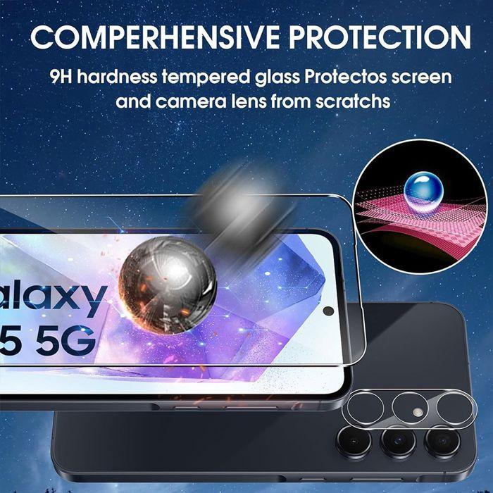 Verres Trempés - Booling - pour Samsung Galaxy A55 5G - 2 Ecrans - 2 Caméras - Résistance 9H