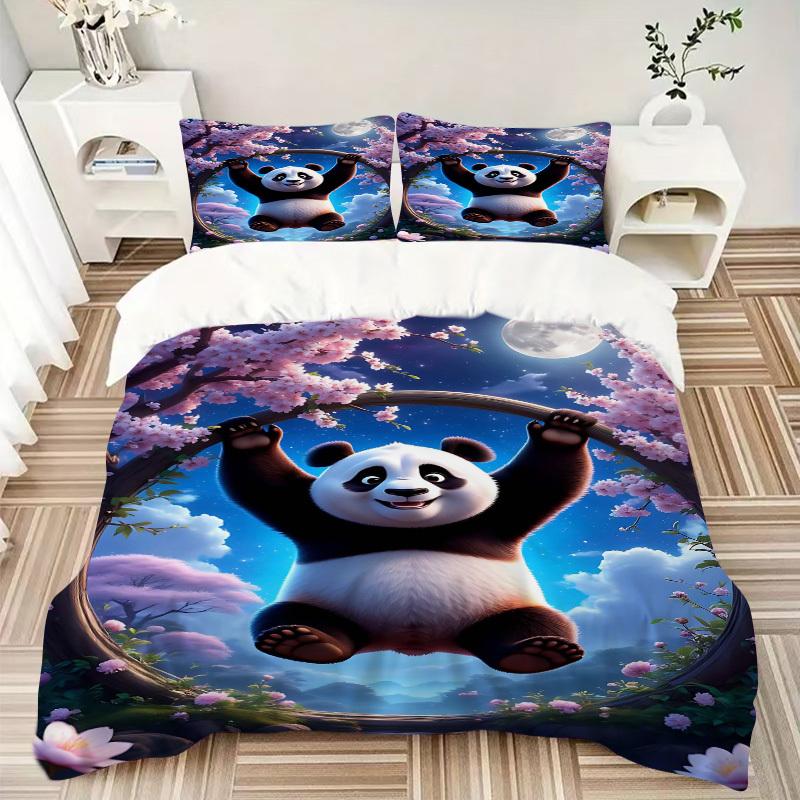 Set Biancheria da Letto Kung Fu Panda 3 Pezzi - Include Una Copripiumino e Due Federe (Nessun nucleo) - Decorazioni per la Casa, Regalo per Festival, Tessuto in Poliestere, Anime