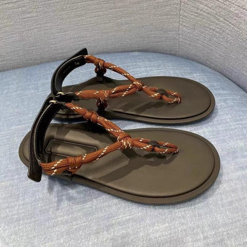 Fashion Beach Roman sandals hemp rope thick bottom Velcro flip flops new style clip toe lazy all-match