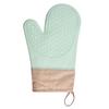 Khaki Silicone Heat-Resistant Oven Gloves with Anti-Scald Diamond Pattern for Baking and Microwave Use.