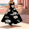 Sleeveless Daisy Maxi Dress Soft Cotton Flowy Skirt,Vacation Picnic Summer Fashion for Travel Photos