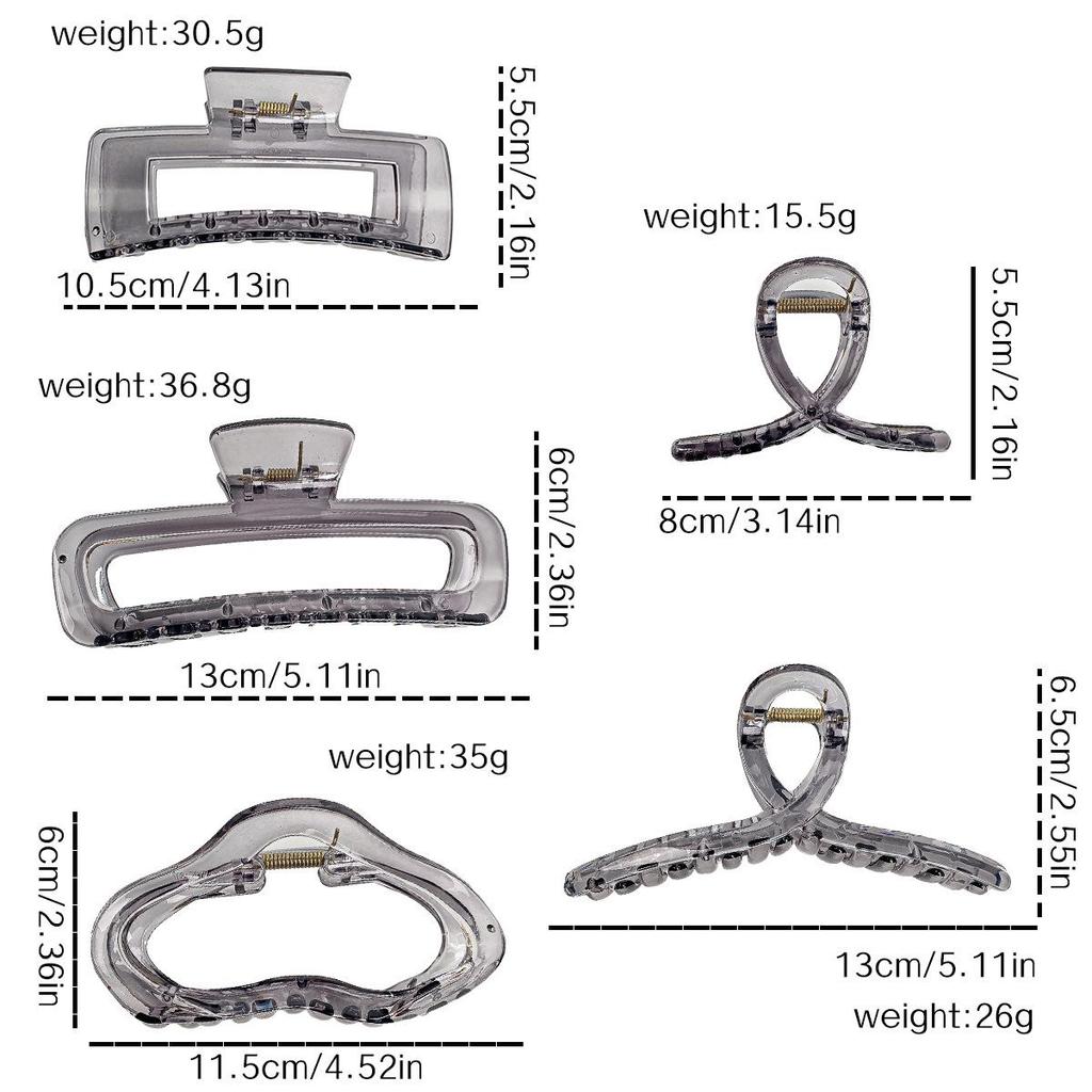 Transparent Gray Large Claw Clip - High-End Korean Hair Accessory for Women's Updos