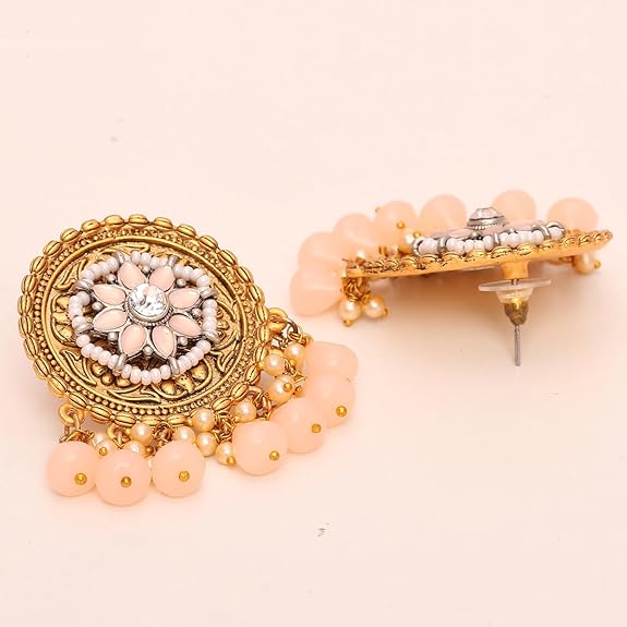 Gift rakhi gift for brother friendship day gift for best friend Ethnic Diva Traditional Blue Polki & Pearls Dangler Earrings For Women/Girls