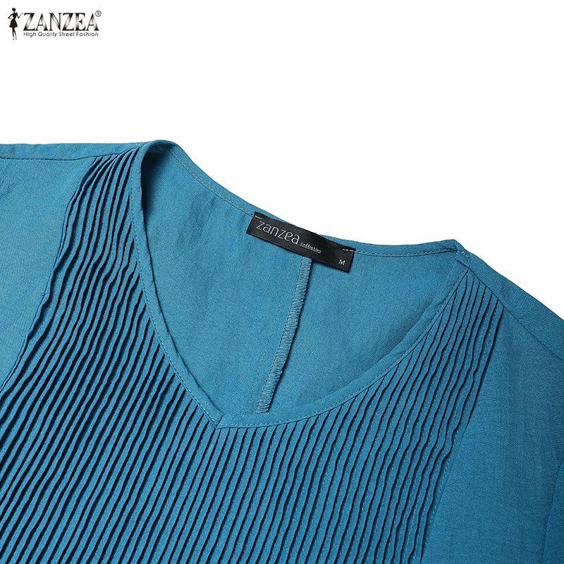 ZANZEA Women Casual Round Neck Summer Half Sleeve Dress