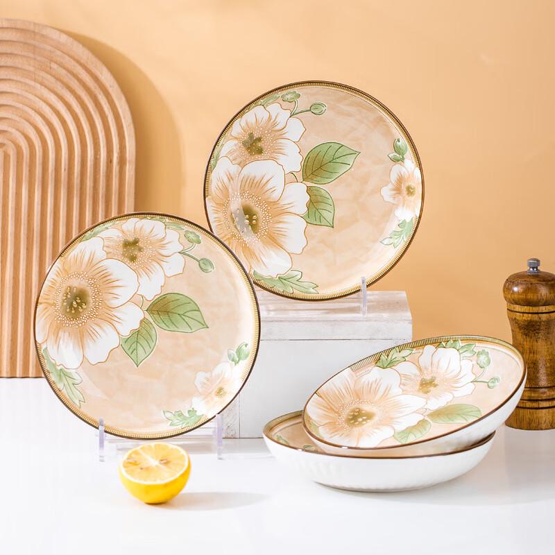 Jingdezhen Ru Han Camellia Underglaze Ceramic 16-Piece Dinnerware Set