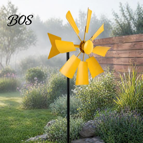 Colorful Garden Decoration Windmill Ground Stake, Outdoor Rust-Proof Wind Spinner Ornament, Fan Blades Metal for Yard Lawn Patio Stake
