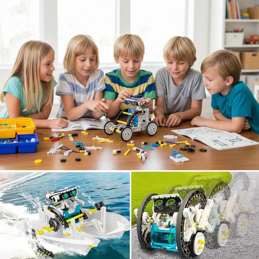 12-in-1 STEM Roboter Bausatz Spielzeug DIY Ingenieurwesen Konstruktionsset Pädagogisches Wissenschaftsexperiment Geschenk für Kinder Jugendliche