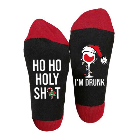 1 Pair Festive Christmas Socks Cute Snowman Bowknot Letters Print Mid Tube Winter Socks Holiday Gift