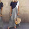 Women Dresses Long Maxi Dresses for Women Vestidos Casual Dress Beach Patchwork Color Short Sleeve Loose Casual Plus Size Dress