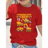 Boys Engineering Vehicle Tool Construction Print Crewneck Short Sleeve Tee