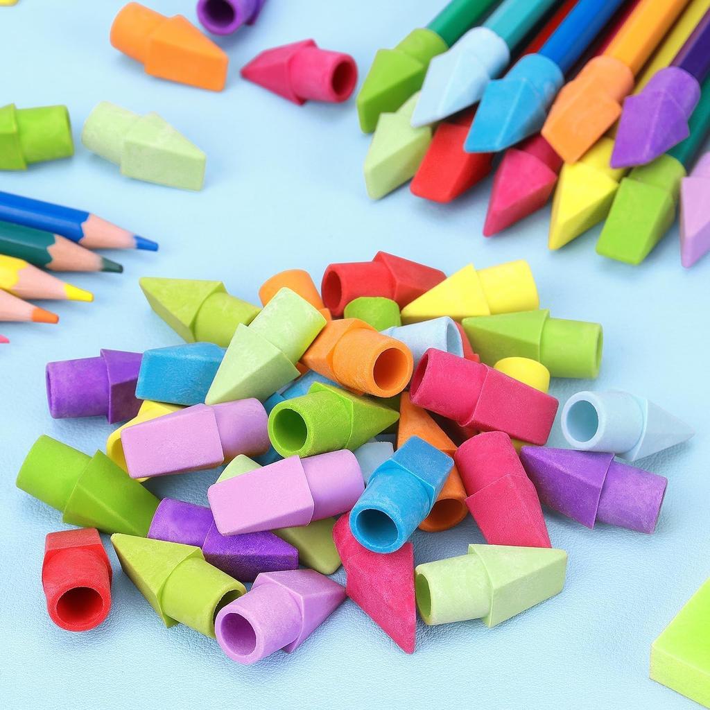 ZZTX Pencil Top Erasers, 120 Pack Eraser Caps Bulk, Erasers for Pencils, Eraser Toppers for Kids School Home Office, 11 Assorted Colors Erasers