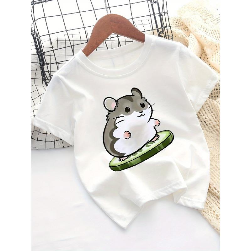 

European Size Childrens Round Neck T-Shirt Casual Fashion Print Top 164cm білий