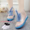 Jelly Transparent Non-Slip Waterproof Rain Boots for Women, Short Tube with Velvet Cotton, Fashionable Rubber Over Shoes for Summer.