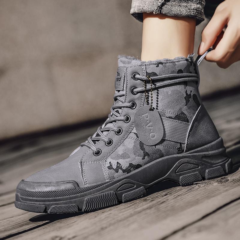 High Top Mens Boots Winter Fur Warm Men's Shoes Work Safety Sneakers Winter Outdoor Casual Sports Sneakers Male Ankle Boots