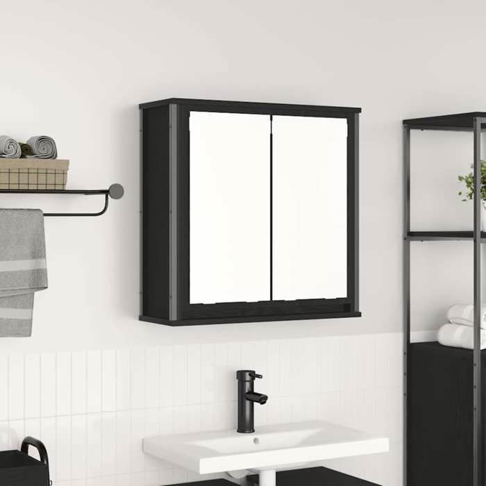 VidaXL Bathroom Wall Cabinet Mirror Black Oak 60x21x60 Cm, Hanging Bathroom Cabinet, Wall Unit of 861897