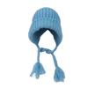 Women's Blue Knitted Wool Balaclava with Ear Protection for Autumn and Winter
