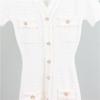 Gentle Wind Fringe Knit Short-sleeved Dress Women's Plus Size V-neck Pure Colour Temperament Mid-length Dress
