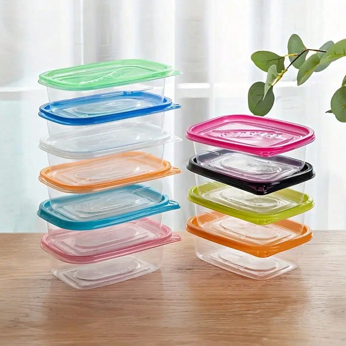 

10pcs Transparent Rectangular Food Storage Sealed Box With Lid, Stackable And Reusable Food Storage Box різнокольорові кольору