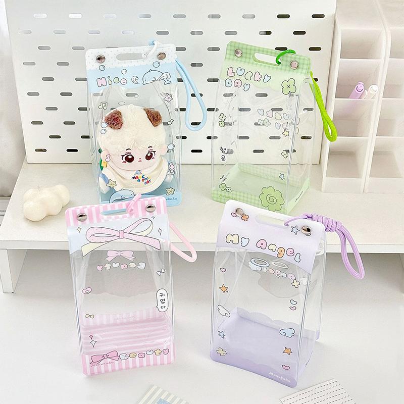 Cute Bow Bag Pendant Accessories Cute Fashion Transparent Pvc Doll Storage Bag Student Backpack Pendant Girls Gifts