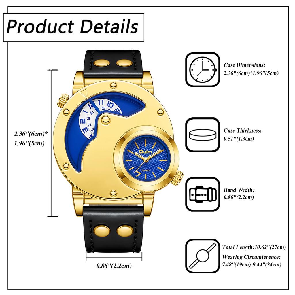 Large Analog Leather Waterproof Quartz Fashion Black Gift Men's Watch, Dial, Display, Strap Watch, Watch, - Birthday, Anniversary, Father's Day,