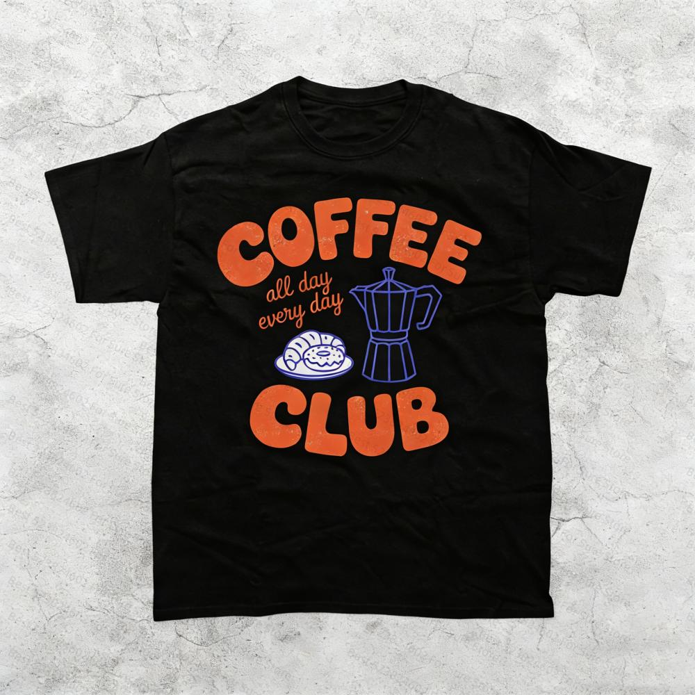 

Coffee Club Vintage Graphic Women Tshirt Retro Coffee Lover Tee Cafe Aesthetic Shirt Y2K Espresso Graphic Tops Trendy Foodie 4XL