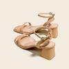 Women's Chunky Heel Backless Peep-Toe Sandals - Soft Sole, Single Strap, Fairy Style, Comfortable Summer Footwear