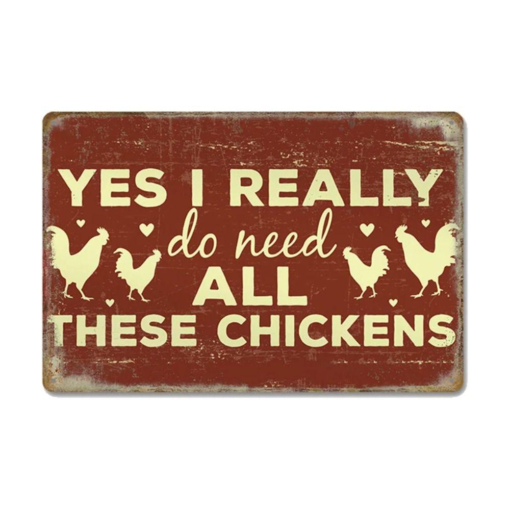Funny Warning Chicken Sign, Indoor Outdoor Metal Plaque 20x30cm