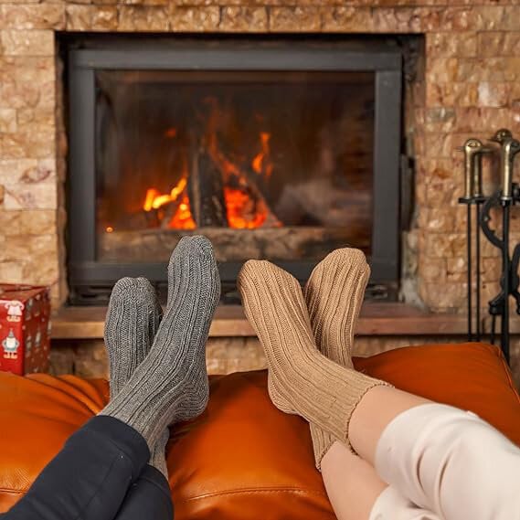 Vlněné ponožky 4 páry sada Zimní teplé ponožky pro muže a ženy