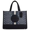 Dempsey 30 Striped Letter Logo Print Fabric And Leather Tote Bag Women Tote Bags Midnight-Blue C8448-SVVGD