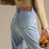RAIN.CUN Women's Thick Fleece-Lined Straight-Leg Jeans