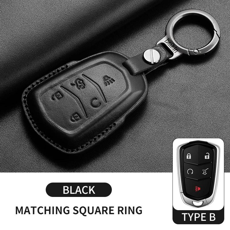 Leather Car Key Case Cover For Cadillac CT4 CT5 ATS CT6 CTS DTS XT5 Escalade ESV SRX STS XTS  XT4 28T ELR  Car Key Accessoires