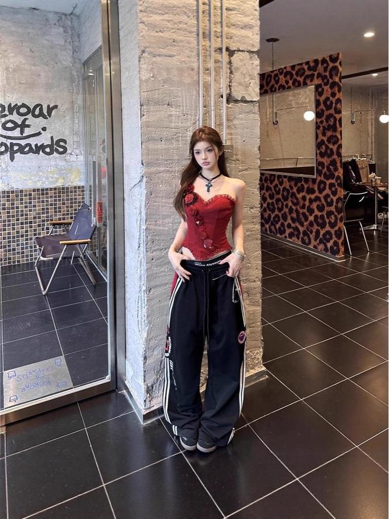 Red Fishbone Strapless Slimming Camisole - Women's Summer Style