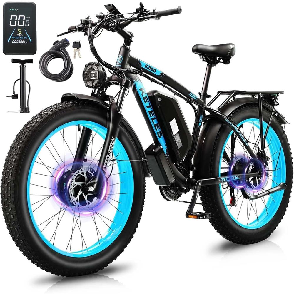 Electric Bicycle KETELES K800 1000Wx2 Dual Motor Electric Mountain Bike Top Speed 55Km/h 48V 23AH Max Range 100Km Load 150Kg 4 Colors