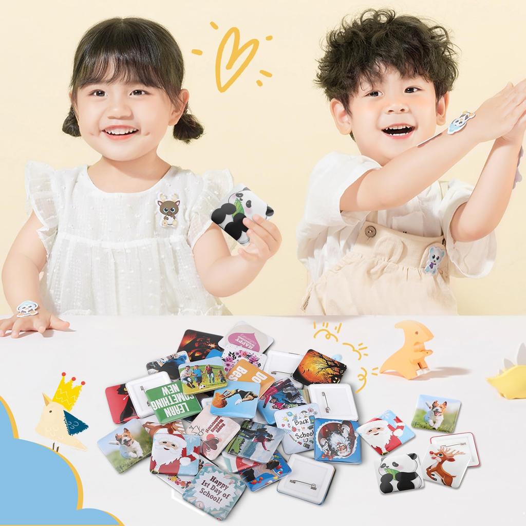 Square tin badge material 100 pieces Tin badges Tin badge 100 sets Tin badge machine material